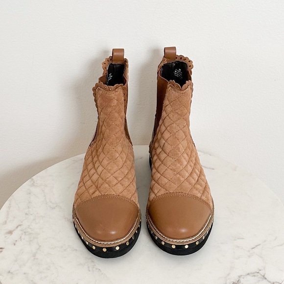 NEW Free People Atlas Chelsea Studded Booties Quilted Camel Size 39 EU 9 US - Picture 5 of 9